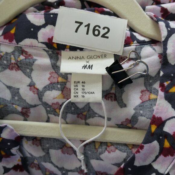 NEW Anna Glover x H and M Dress Womens 16 Pink Blue Gingko Floral Lagenlook NWOT - Picture 11 of 12